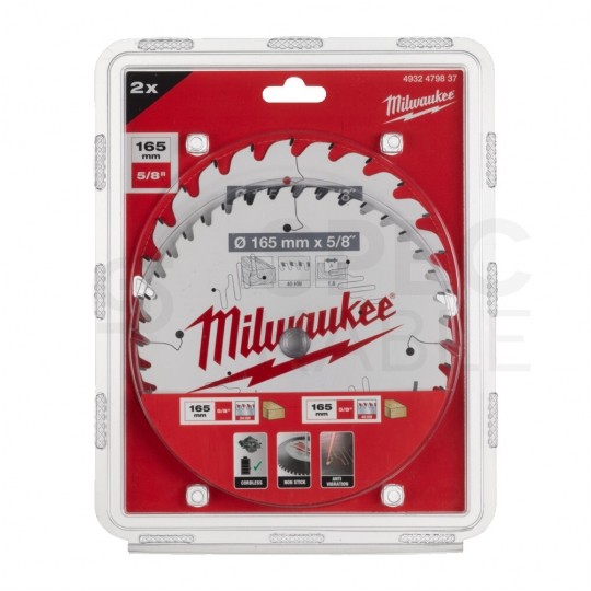 Zestaw tarcz do drewna 165 x 5/8" mm 24 + 40 zębów 2 szt. TWIN PACK do ręcznych pił tarczowych MILWAUKEE