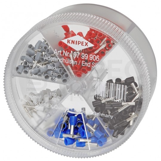Zestaw tulejek kablowych izolowanych HI / TE DIN 0,5-2,5mm2 400szt w pudełku KNIPEX 97 99 906