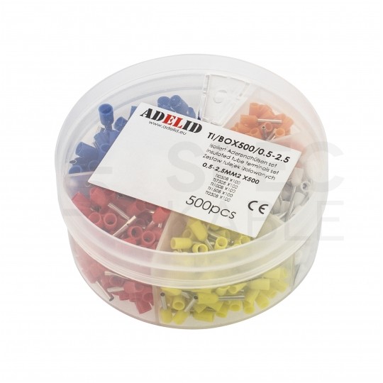 Zestaw tulejek kablowych izolowanych HI / TE DIN 0,5-2,5mm2 500szt w pudełku ADELID