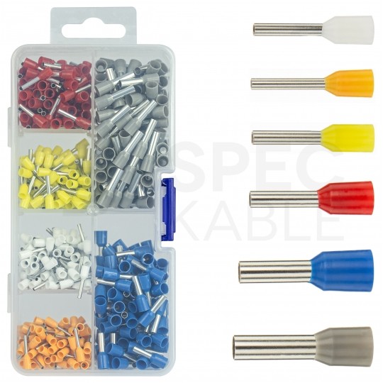 Zestaw tulejek kablowych izolowanych HI / TE DIN 0,5-4,0mm2 600szt w pudełku + zaciskarka 0,25-10mm2 ADELID