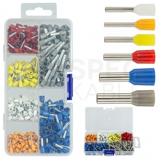 Zestaw tulejek kablowych izolowanych HI / TE DIN 0,5-4,0mm2 600szt w pudełku + zaciskarka 0,25-10mm2 ADELID