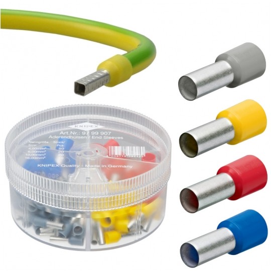 Zestaw tulejek kablowych izolowanych HI / TE DIN 4-16mm2 400szt w pudełku KNIPEX 97 99 907