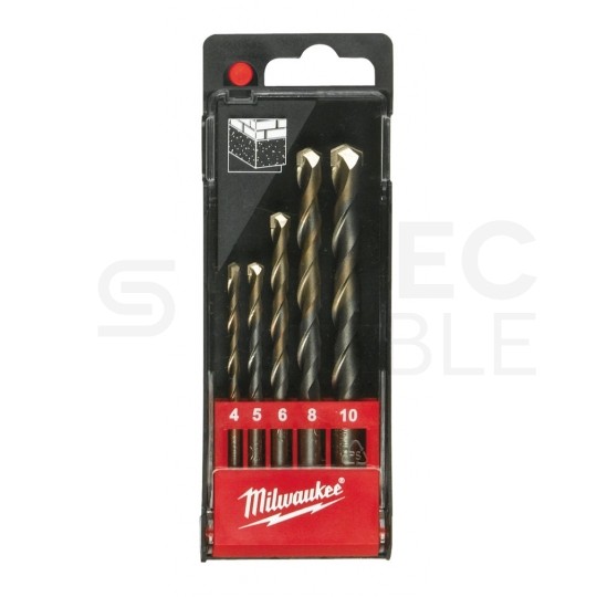 Zestaw widiowych wierteł do betonu 5szt. 4-10mm MILWAUKEE