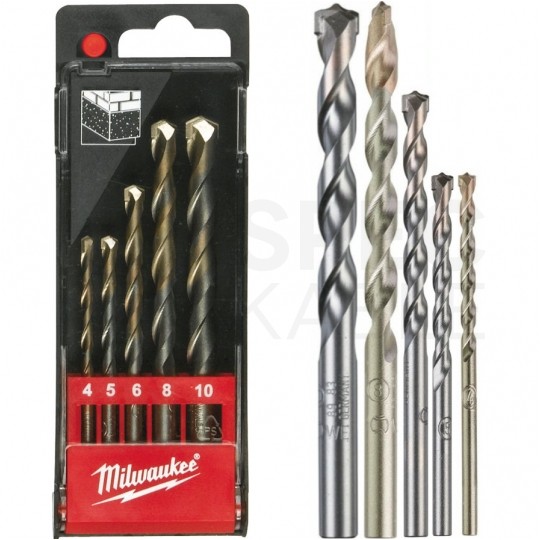 Zestaw widiowych wierteł do betonu 5szt. 4-10mm MILWAUKEE