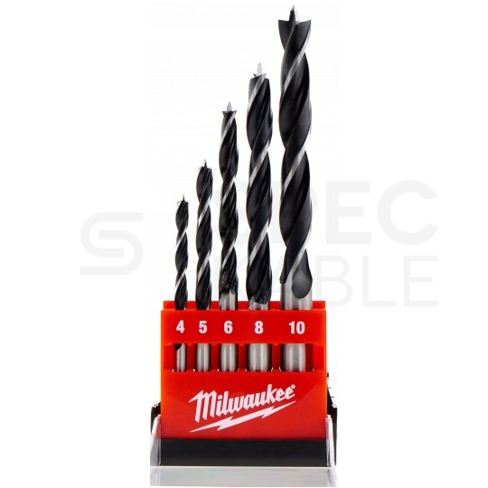 Zestaw wierteł czołowych do drewna i płyt wiórowych 4-10mm w kasecie 5szt MILWAUKEE