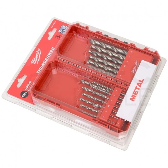 Zestaw wierteł do metalu HSS-G 1-10mm w kasecie 19szt. Thunderweb MILWAUKEE