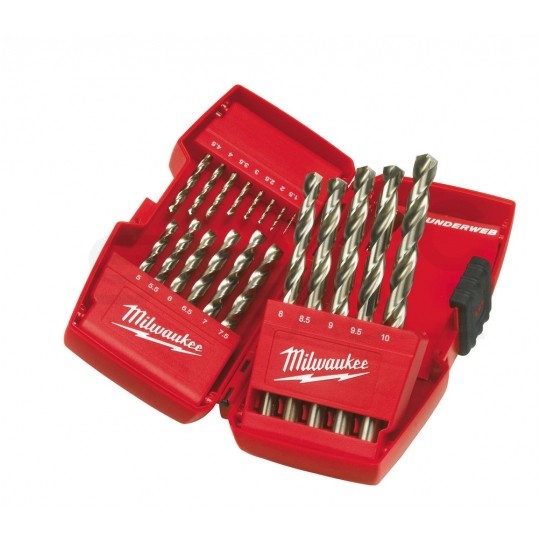 Zestaw wierteł do metalu HSS-G 1-10mm w kasecie 19szt. Thunderweb PACKOUT MILWAUKEE