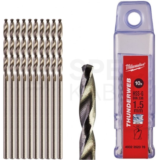 Zestaw wierteł do metalu HSS-G 1,5x40mm 10szt. Thunderweb MILWAUKEE