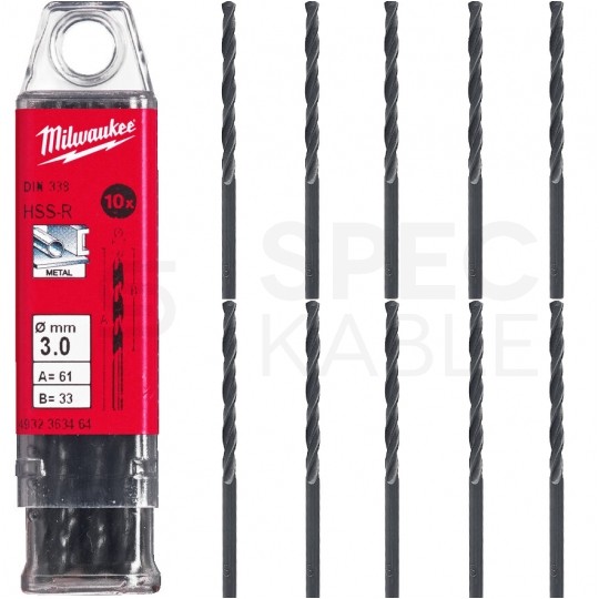 Zestaw wierteł do metalu HSS-R walcowane 3x61mm 10szt. MILWAUKEE