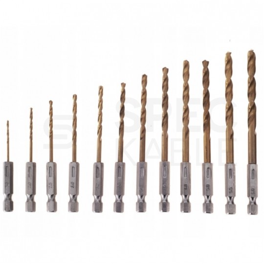 Zestaw wierteł tytanowych do metalu HSS 13 szt. Kraft&Dele