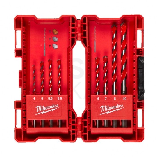 Zestaw wierteł udarowych do betonu, cegły PREMIUM 4-10mm w kasecie 8szt HDB MILWAUKEE