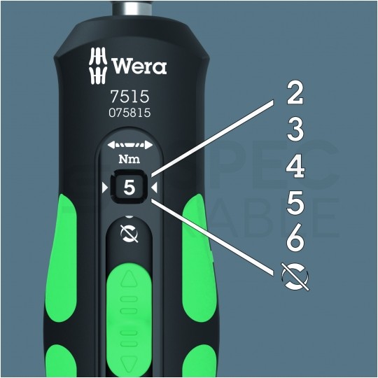 Zestaw wkrętak dynamometryczny nastawny 2-6 Nm z bitami 16 części, system szybkiego nastawiania do bitów HEX 1/4" Kraftform Safe-Torque SPEED WERA