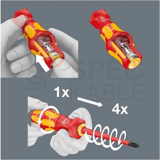 Zestaw wkrętaków 2 rękojeści + 14 trzpieni 1000V VDE WERA Kraftform Kompakt Turbo