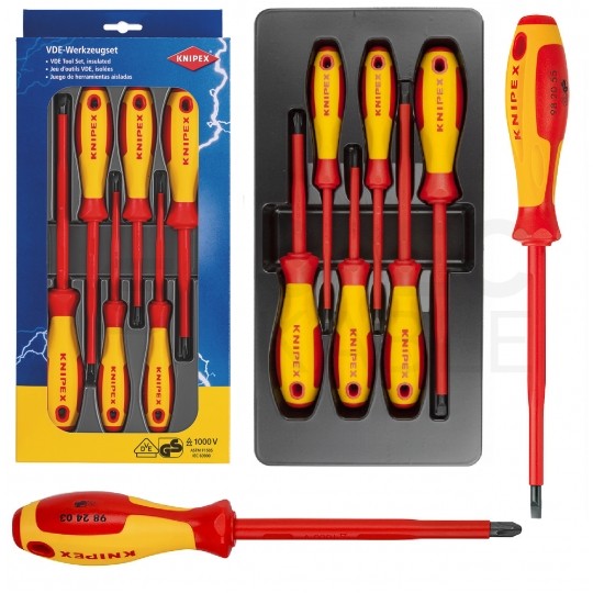 Zestaw wkrętaków 4xPŁ + 2xPH 1000V KNIPEX + Nóż hakowy do kabli 8-28mm JOKARI
