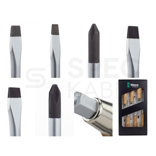 Zestaw wkrętaków 4xPŁ + 2xPH drewniana rękojeść WERA