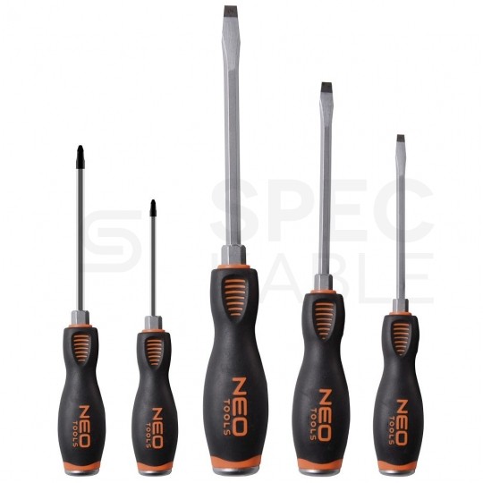 Zestaw wkrętaków do pobijania 5 sztuk: 3x płaskie PŁ + 2x krzyżowe PH NEO 04-240