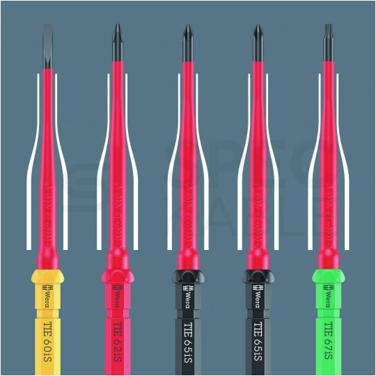 Zestaw wkrętaków izolowanych dla elektryka 15 sztuk: rękojeść dynamometryczna 1,2-3 Nm + 4x płaskie PŁ + 2x krzyżowe PH + 2x PZ + 4x gwiazdkowe TX + próbnik + etui 1kV VDE Kompakt Take it easy WERA