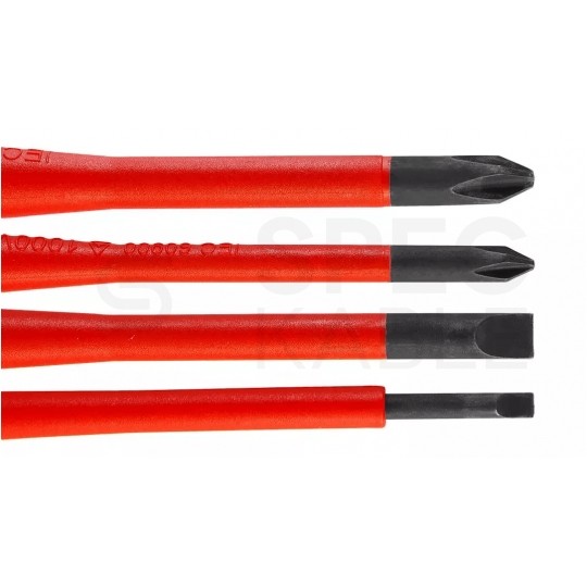 Zestaw wkrętaków izolowanych dla elektryka 4 sztuki: 2x płaskie PŁ + 2x krzyżowe PH 1kV VDE SLIM NEO 04-144