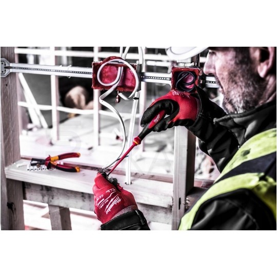 Zestaw wkrętaków izolowanych dla elektryka 5 sztuk: 2x płaskie PŁ + 2x krzyżowe PH + próbnik 1kV VDE MILWAUKEE