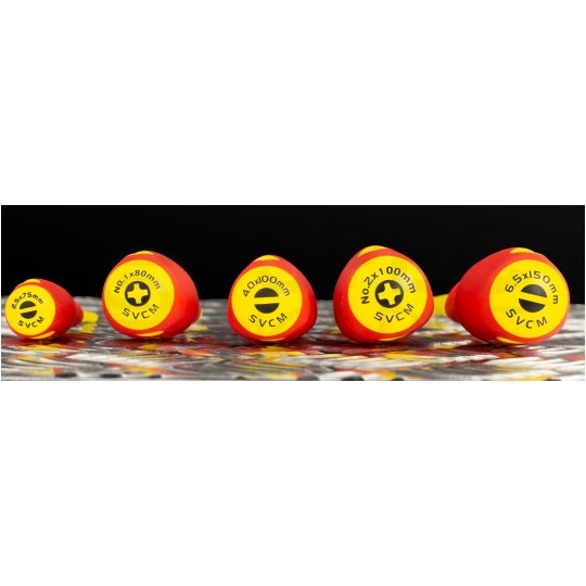 Zestaw wkrętaków izolowanych dla elektryka 5 sztuk: 3x płaskie PŁ + 2x krzyżowe PH 1kV NEO 04-220