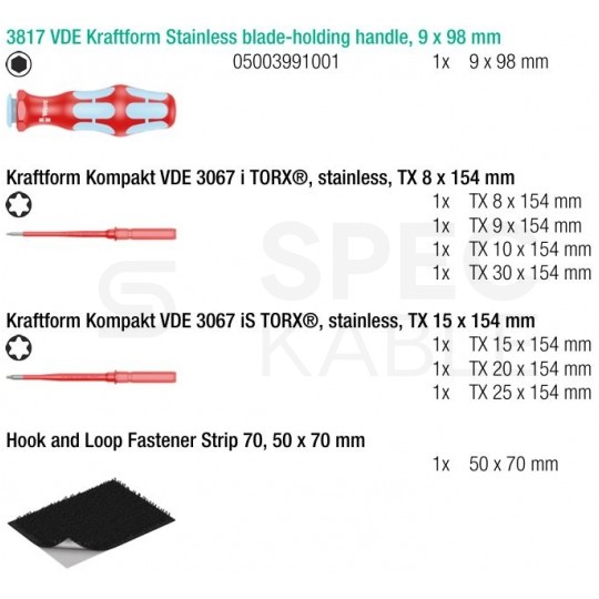 Zestaw wkrętaków izolowanych dla elektryka 8 sztuk: rękojeść + 7x gwiazdkowe TX + etui 1kV VDE Kompakt WERA