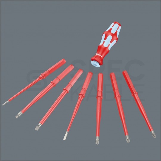 Zestaw wkrętaków izolowanych dla elektryka 8 sztuk: rękojeść + 7x gwiazdkowe TX + etui 1kV VDE Kompakt WERA