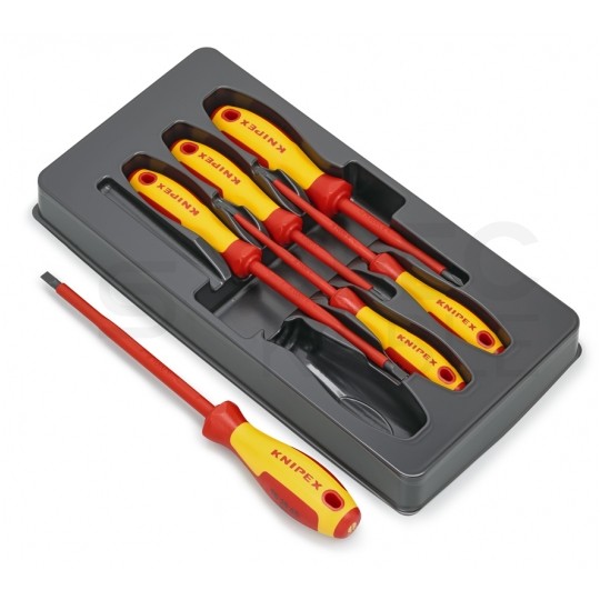 Zestaw Wkrętaków izolowanych VDE 1kV dla elektryka Komplet 6szt. (4xPłaski + 2xPH) KNIPEX 00 20 12 V01