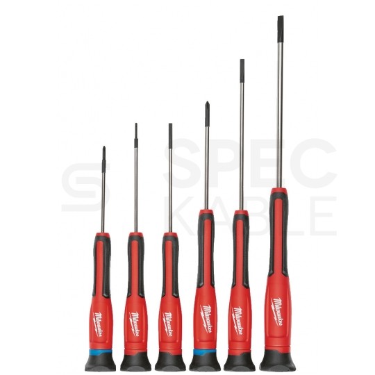 Zestaw wkrętaków precyzyjnych 6 sztuk: 4x płaskie PŁ + 2x krzyżakowe PH + etui MILWAUKEE