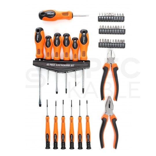 Zestaw wkrętaków, szczypiec i bitów 45szt. Kraft&Dele