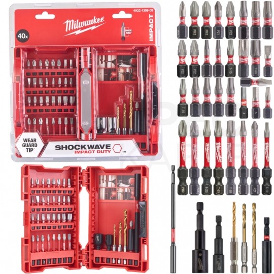 Zestaw wytrzymałych bitów udarowych 40szt. Shockwave Impact Duty Milwaukee