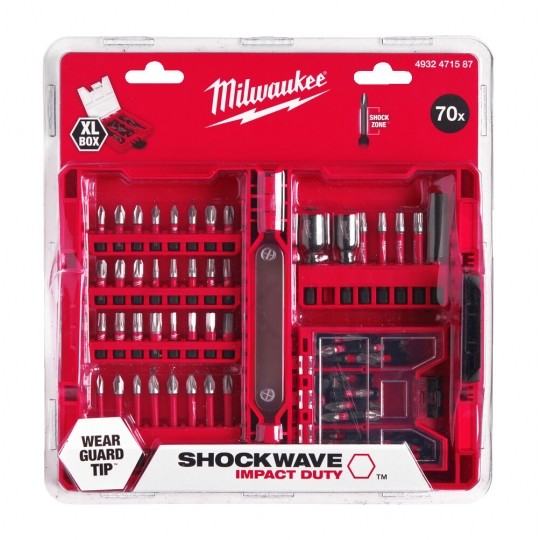 Zestaw wytrzymałych udarowych bitów nasadek 70szt. Shockwave Impact Duty Milwaukee