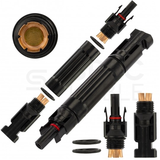 Złącze bezpiecznikowe solarne MC4 1000V DC 32A IP67 na wkładki topikowe cylindryczne 10x38mm VCX