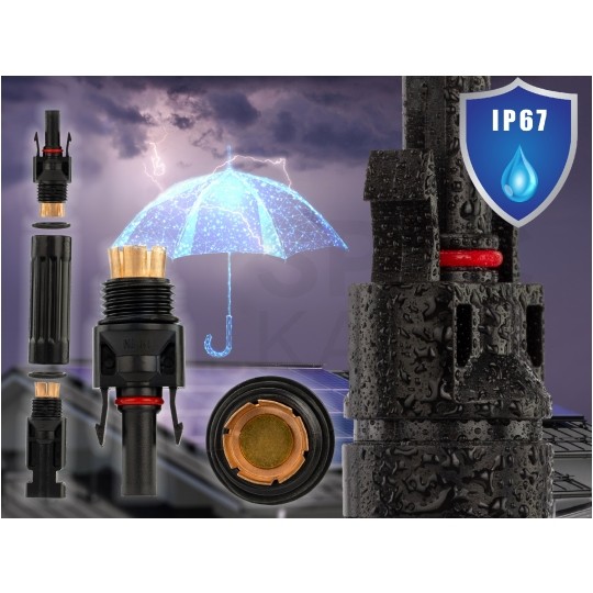 Złącze bezpiecznikowe solarne MC4 1000V DC 32A IP67 na wkładki topikowe cylindryczne 10x38mm VCX