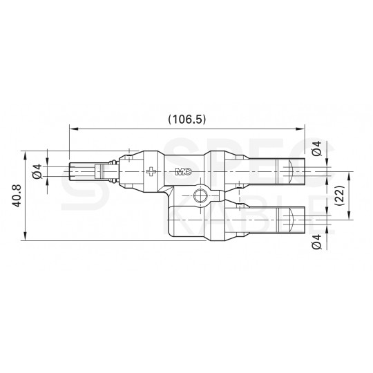 Złącze solarne MC4 dwójnik równoległy fotowoltaiczny PV IP67 Staubli Multi-Contact 1x gniazdo(+) -> 2x wtyk(-)