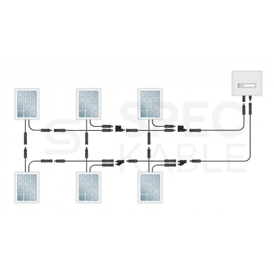 Złącze solarne MC4 dwójnik równoległy fotowoltaiczny PV IP67 Staubli Multi-Contact 1x gniazdo(+) -> 2x wtyk(-) EVO2