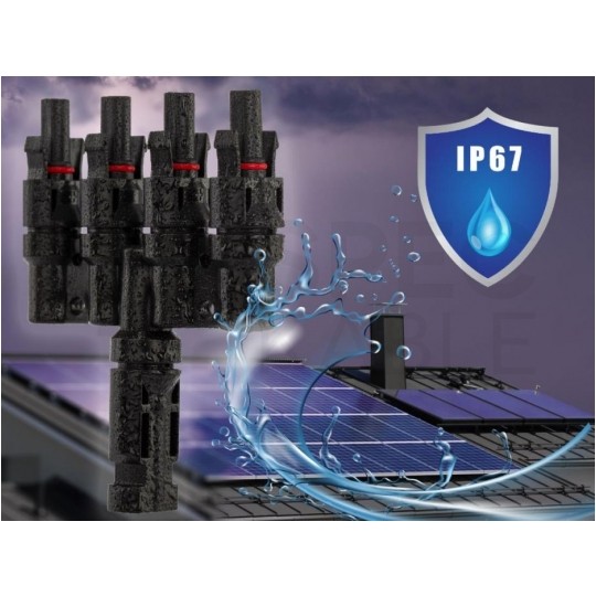 Złącze solarne typu MC4 czwórnik równoległy fotowoltaiczny PV IP67 VCX Komplet 2szt. (1szt. gniazdo -> 4x wtyk + 1szt. wtyk -> 4x gniazdo)