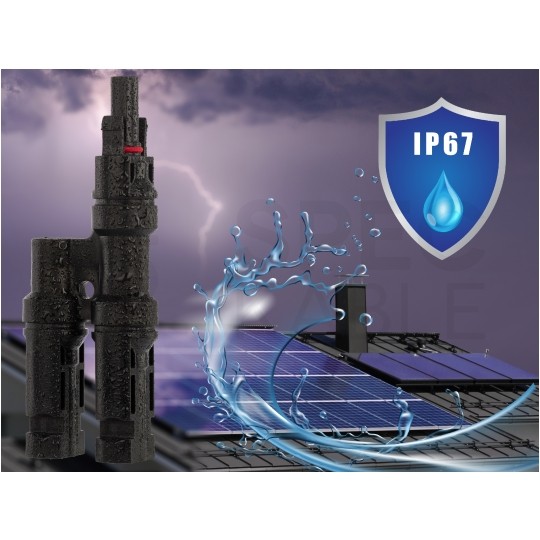 Złącze solarne typu MC4 dwójnik równoległy fotowoltaiczny PV IP67 NEKU Komplet 2szt. (1szt. gniazdo -> 2x wtyk + 1szt. wtyk -> 2x gniazdo)
