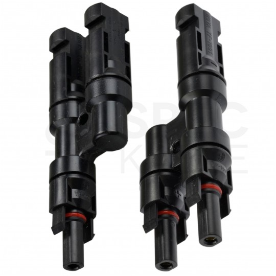 Złącze solarne typu MC4 dwójnik równoległy fotowoltaiczny PV IP67 NEKU Komplet 2szt. (1szt. gniazdo -> 2x wtyk + 1szt. wtyk -> 2x gniazdo)