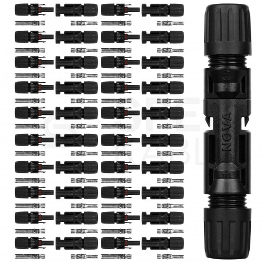 Złącze solarne typu MC4 Komplet (wtyk + gniazdo) Konektor na przewód 4-6mm2 IP67 1000V NEKU 100szt