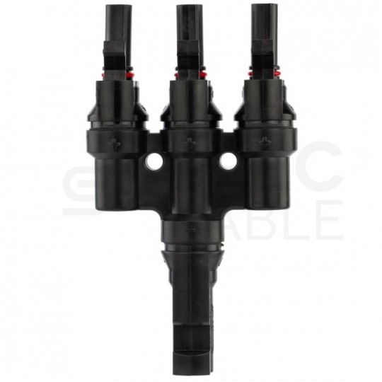 Złącze solarne typu MC4 trójnik równoległy fotowoltaiczny PV IP67 VCX Komplet 2szt. (1szt. gniazdo -> 3x wtyk + 1szt. wtyk -> 3x gniazdo)