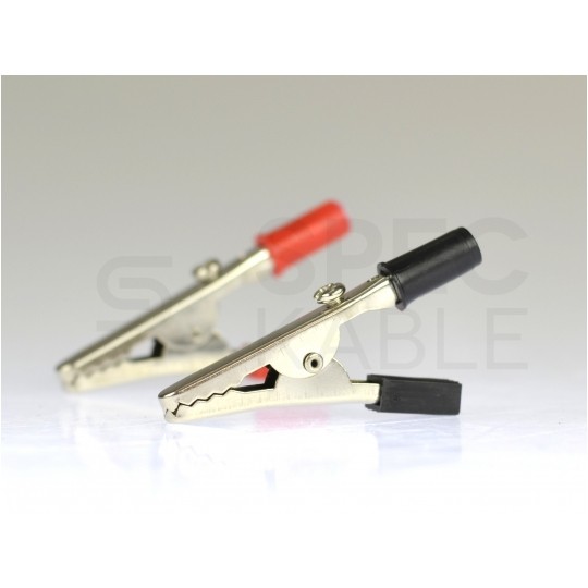 Złącze typu Krokodyl izolowane czarne z gniazdem na wtyk BANANOWY