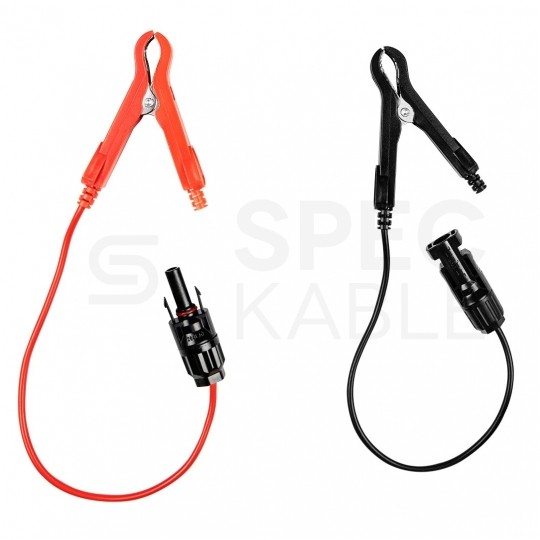 Złącze typu Krokodyl izolowane do paneli słoneczych Komplet 2szt (czarne + czerwone) 30cm NEO 90-146