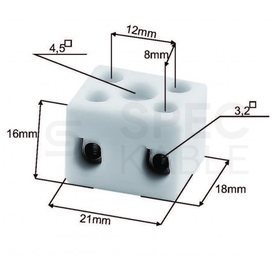 Złączka instalacyjna ceramiczna 2x4mm2 uniwersalna (na drut / linkę) 450V 32A biała SIMET