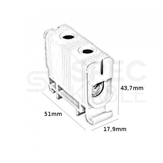 Złączka szynowa 1-torowa Al/Cu 2,5-50mm2 na TH35 niebieski FJ-E50/B HEDO