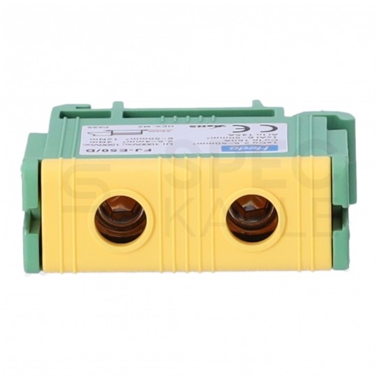 Złączka szynowa 1-torowa Al/Cu 2,5-50mm2 na TH35 żółto-zielony FJ-E50/D HEDO