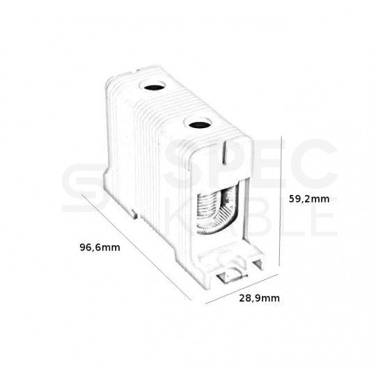 Złączka szynowa 1-torowa Al/Cu 35-150mm2 na TH35 niebieski FJ-E150/B HEDO