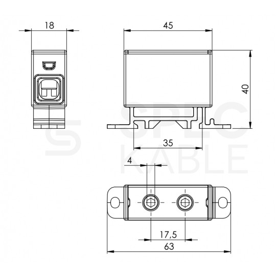 Złączka szynowa 1-torowa ZGX 35mm2 125A szara INCOBEX
