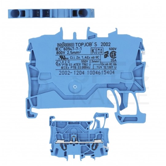 Złączka szynowa 2-przewodowa 2,5mm2 na szynę TH35 niebieska 2002-1204 WAGO TOPJOBS