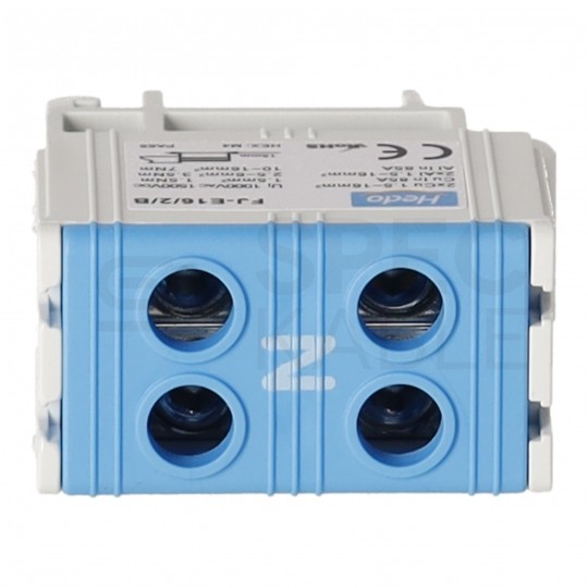 Złączka szynowa 2-torowa Al/Cu 1,5-16mm2 na TH35 niebieski FJ-E16/2/B HEDO