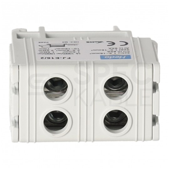 Złączka szynowa 2-torowa Al/Cu 1,5-16mm2 na TH35 szary FJ-E16/2 HEDO